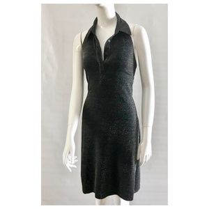 Express Black & Silver Metallic Halter Dress